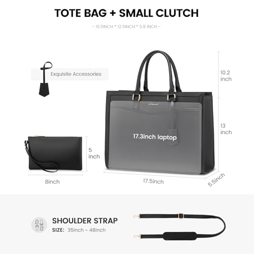 Image of LOVEVOOK Laptop Tote Bag for Women, Office Work Bag Briefcase fit for Laptop, Large Capacity Teacher Bag Handbag