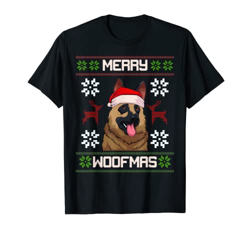 Pastor Alemán Santa Sombrero Navidad Pijama Perro Feo X-Mas Camiseta
