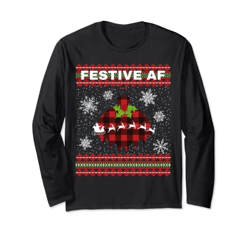 Festive AF - Maglione natalizio divertente Maglia a Manica