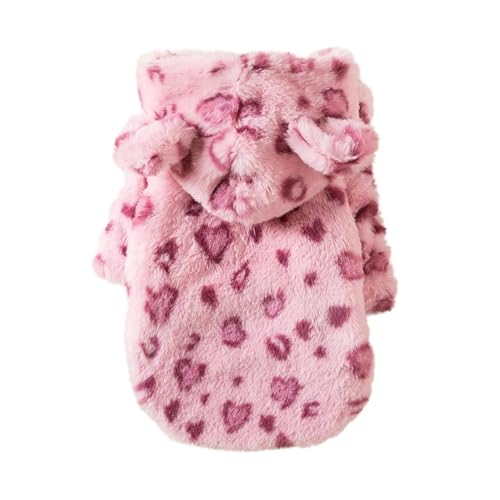 Cappottino invernale con cappuccio caldo per cani con stampa leopardata per bulldog francese, adatto per cani di piccola taglia e animali domestici (monocolore, S)