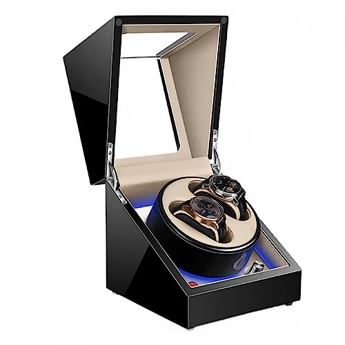 Enrollador De Reloj Automático 2 + 0 con Motor Silencioso Estuche De Almacenamiento De Lujo For Relojes De Hombre Y Mujer Estuche De Reloj con Luz LED (Color : H, Size : 2+0)