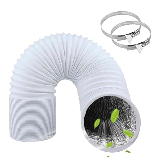 ZIGefofo 3 m Tubo Flexible de Salida de Aire 125 mm Tubo Aire con 2 Abrazaderas Acero Flexible di Aluminio PVC para Extractor de Aire Climatización Secadora Conducto de Aire de Ventilación Sistemas