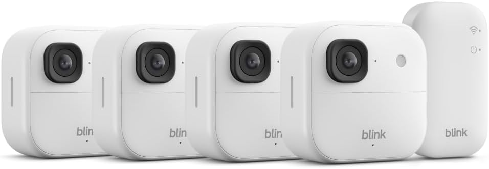 Outdoor Camera 2K+ (newest gen) — Wireless smart security camera, 2K video resolution, enhanced audio, up to two-year battery. Sync Module Core included — 4 camera system, White