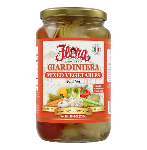 Flora Giardiniera Mixed Vegetables - Italian Pickled Vegetable Blend - 19.4 oz