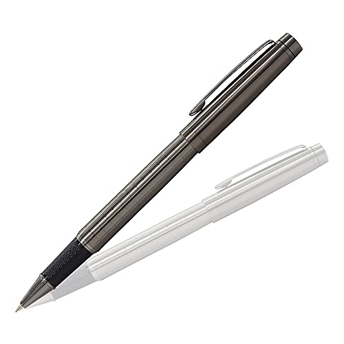 Professional Ballpoint Pen with Dark Dray Metal Pen Body and Replaceable Refill, Medium Point Black Ink, Gift Case(Grey)