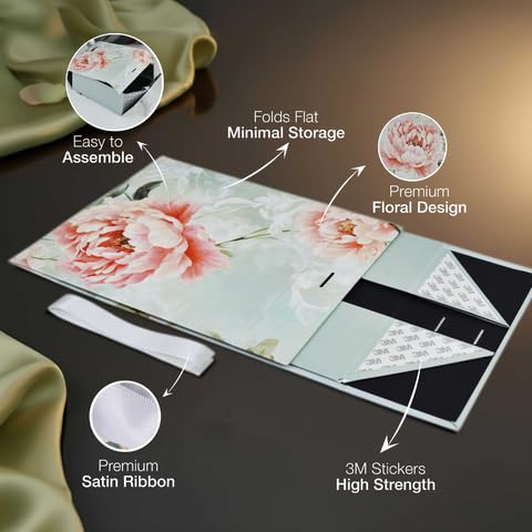 Image of RBS - MEDIUM Empty Gift Box 26x26x10cm Decorative Flower Gift Boxes for Presents (1 Pack) Box for Gift Packing Multipurpose Hamper Cardboard Box for Gift All Occasion (M-Floral Crown)