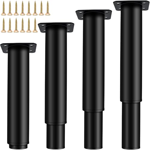 Roellgs 4 Pcs Adjustable Furniture Legs, Metal Adjustable 15-27cm Kitchen Sofa Table Chair Desk Cupboard Cabinets Replacement Legs Feet Support for Cabinet Furniture Sofa (Adjustable height 15-27cm)