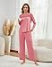 EWIGELIEBE Womens Pajama Sets 2 Piece Loungewear Pj Set with Pockets Comfy Lounge Sets Sleepwear Cotton Ladies Pleated Sleep Set Long Sleeve Pink XX-Large