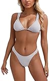Red High Cut Bikini Sets for Women Brazilian High Leg Thong Bikini Sexy Padded Triangle Cheeky High Waisted Two Piece Swimsuit L