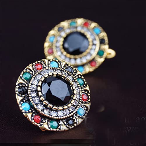 Plated Multicolor Stoned Floral Big Stud Earrings