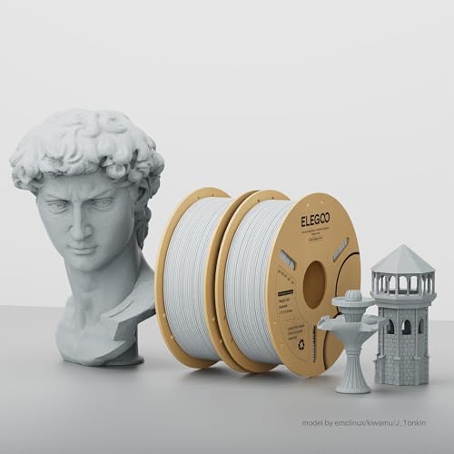 Image of ELEGOO PLA Filament 1.75mm Marble Cement Gray 1KG, Rock Stone 3D Printer Filament Dimensional Accuracy + /- 0.02mm, 1kg Spool(2.2lbs) for Most FDM 3D Printers