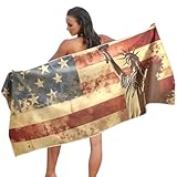 WDdZzyy Grandes serviettes de plage 78,7 x 177,8 cm, douces et absorbantes pour enfants, motif statue de la liberté américaine, anti-sable, accessoires essentiels