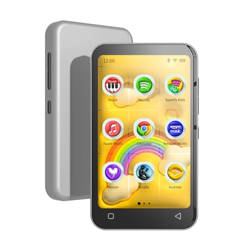 TIMMKOO 80GB Kids MP3 Player with Bluetooth and WiFi, Parental Controls, Pre-Installed Spotify, Spotify Kids, Audible, 4\" Touch Screen MP4 Music Player Up to 1TB (Grey)