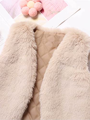 Yonghs Boys Girls Faux Fur Vest Winter Waistcoat Thick Warm Short Jacket Coat Outerwear For Toddler & Kids Apricot 7-8 Years #TOP3