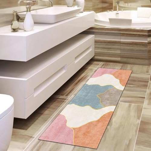 Alfombra antideslizante lavable de pasillo con diseño abstracto multicolor de 50x300 cm 4