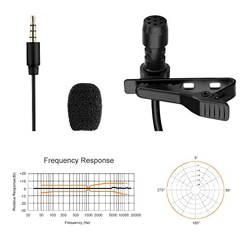 Recarregável Clip-on Lapela Microfone Condensador de Lapela Mic Omni-direcional 3.5mm Plug 6 Metros