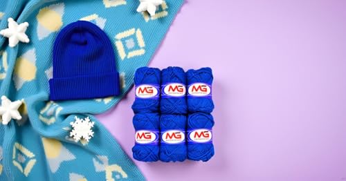 Image of 100% Acrylic Wool Blue 6 Pc M.G Ball Wool Ball Hand Knitting Wool /Art Craft Soft Fingering Crochet Hook Yarn-EB Art-DCI