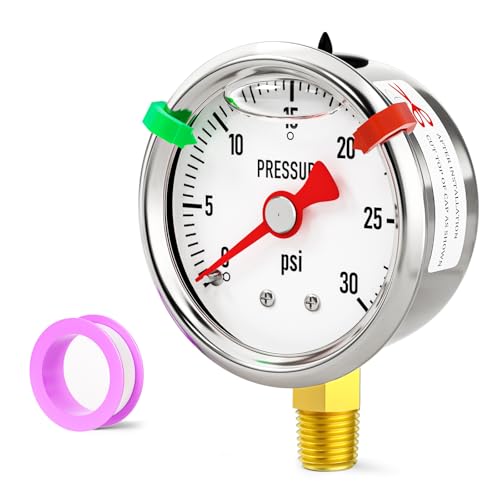 Manomètre 0-30 psi anti-vibration en acier inoxydable pour résoudre les erreurs de mesure