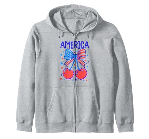 Camisa American Coquette Bow Cherry, linda 4 de julio, USA Patriotic Sudadera con Capucha