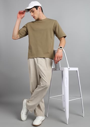 Image of Alan Jones Clothing Men's Oversized Solid T-Shirt | Premium Heavy Fabric | Crew Neck Casual Wear