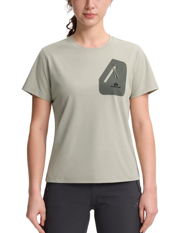 T-shirt de sport respirant pour femme Pioneer Camp avec poche zippée pratique