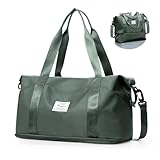 Travel Duffel Bag,Sports Tote Gym For Spirit Airlines Personal Item Bag 18x14x8 Foldable,Carry on Shoulder Expandable Weekender Overnight for Women,Green