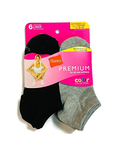 Hanes Premium Women's Liner Socks 6-Pack Color Collection Lightweight 8-12