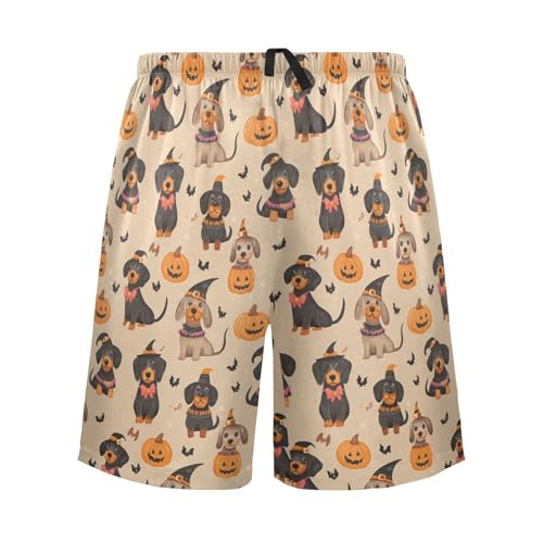 Laprad Men's Pajama Shorts Lounge Sleep Shorts Halloween Dachshund Dogs Pajamas Bottoms with Pockets2