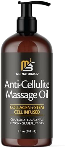 Firming Body Massage Oil with Collagen & Stem Cell – Helps Smooth The Appearance of Cellulite & Improve Skin Texture – Refreshing Aromatherapy Body Oil for Legs & Full Body – 8 Fl Oz by M3 Naturals