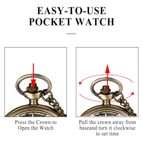 Image of JewelryWe Bronze Flower Pocket Watch: Retro Vintage Pendant Watch with Openwork Cover and 32.3 Inch Chain - for Men Women Daily Wear and Gift Giving