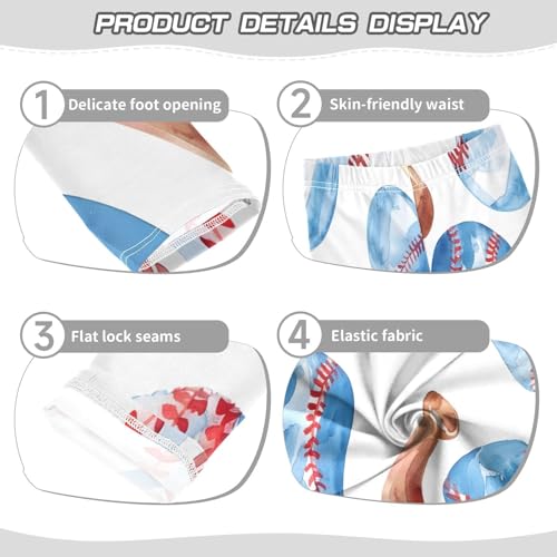 Toddler Girls Leggings Printed Yoga Pants Leggings Watercolor Sport Baseball Bat for Kids3