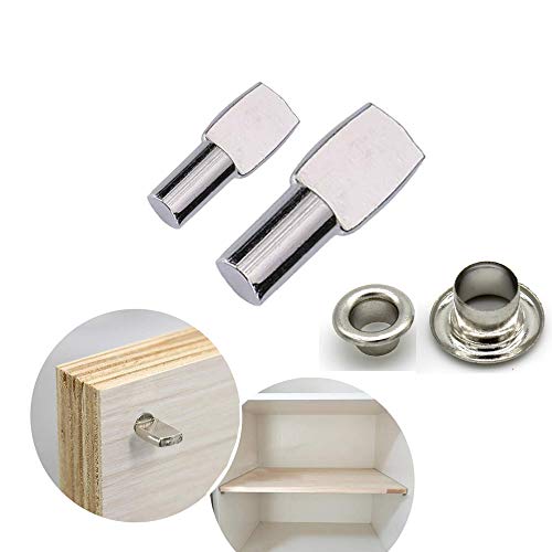 JUN-H 60pcs Soporte de Estante Clavijas 5mm y 7mm de Acero Inoxidable Pasadores de Estante Soporte Níquel Plateado Soportes Para Muebles de Gabinete Armario Accesorios de Oficina Soporte (Plata)
