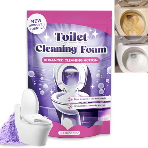 Heavy Duty Toilet Cleaner & Limescale Remover,Touch Free Fizzy Foam Toilet Cleaner,Foaming Fizz Cleaning Powder,Fast-Acting Toilet Stain Remover,Deep Clean Toilet Bowl,Strong Drain Gel for All Pipes