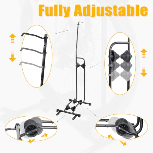 Image of CyclingDeal Upright Bike Stand - Premium Quality Vertical & Horizontal Adjustable Bicycle Floor Parking Rack - for Storing MTB Road Bikes - up to 29 inch Wheel Size - for Fat Bike - 1 Bike