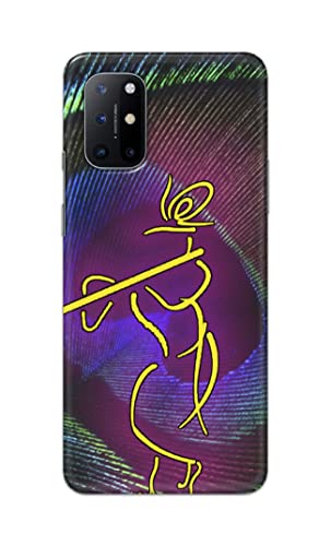 Image of PRINTFIDAA Lord Krishna On Peacock Feather Hard Back Cover for OnePlus 8T Back Cover -(P6) KAT1007