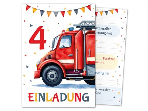 Junaversum 12 Einladungskarten zum 4. Kindergeburtstag Jungen...