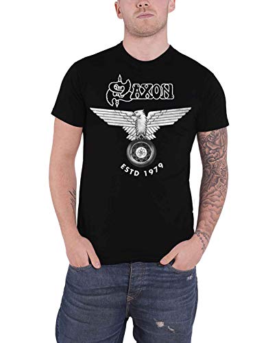 Saxon T-Shirt Est 1979 en coton premium avec impression Eagle haute définition