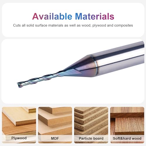 Image of SpeTool 1 /16 Inch Up Cut Spial Router Bit 1 /4 Inch Shank with Extra Long Life Coating CNC Router Bit Plunge Woodworking Engraving Tool