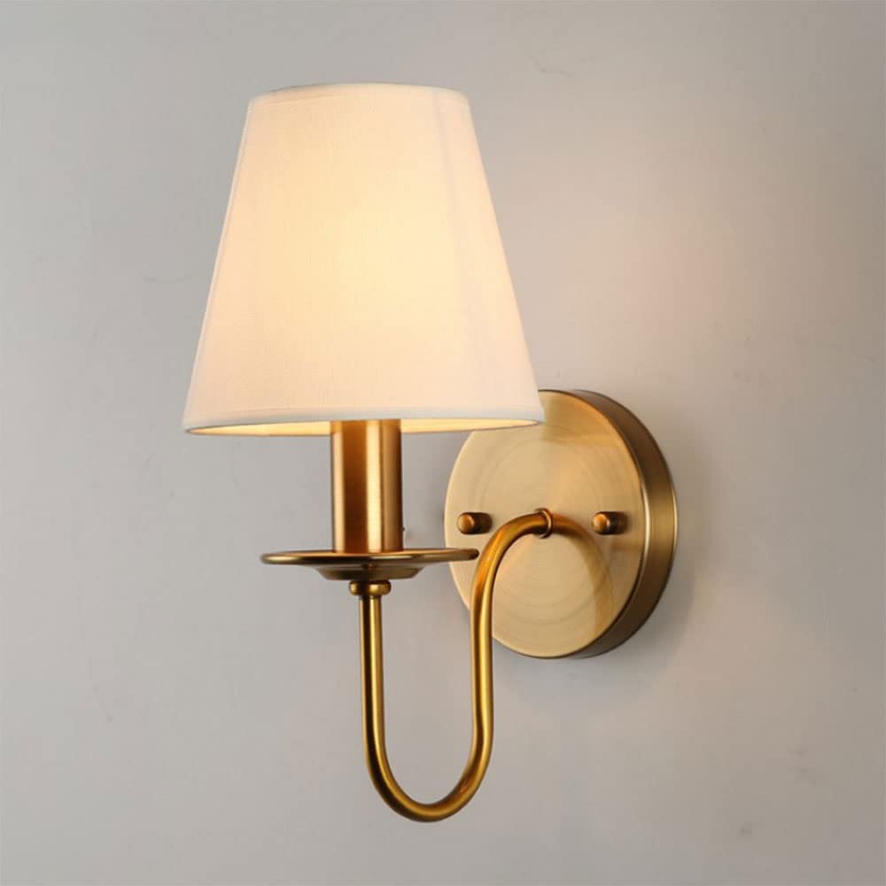Lámpara de pared interior moderna Linterna de pared de tela simple E14 Luz montada en la pared de metal Luz de pared de una sola cabeza Dormitorio Sala de estar Apliques de pared del hotel Pantalla de