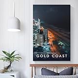 Póster de la Costa Dorada Australia Arte Vintage Decoración de Habitaciones Estética Dormitorio Póster Lienzo para Dormitorio 40x60cm