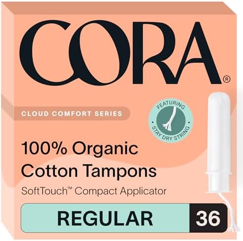 Cora Organic Cotton Tampons (36 Regular Tampons)