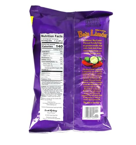 El Sabroso Baja Limón Spicy Chile & Lime Tortilla Chips, 5-oz.