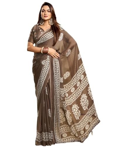 Image of SIRIL Women's Georgette Printed Saree with Unstitched Blouse Piece