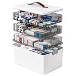 funest 4- Tier Medicine Storage Box Organizer Portable First Aid kit Box Empty with Handle, Multipurpose Medical Supply Organizer with Removable Tray, White