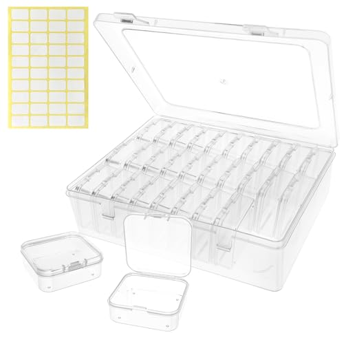 Bead Organizer Box – Small Bead Storage Containers, Mini Clear Plastic Storage Boxes with Hinged Lids, Rectangle Craft Case for Jewelry, DIY Beading, Nail Art, and Small Parts (31 PCS)