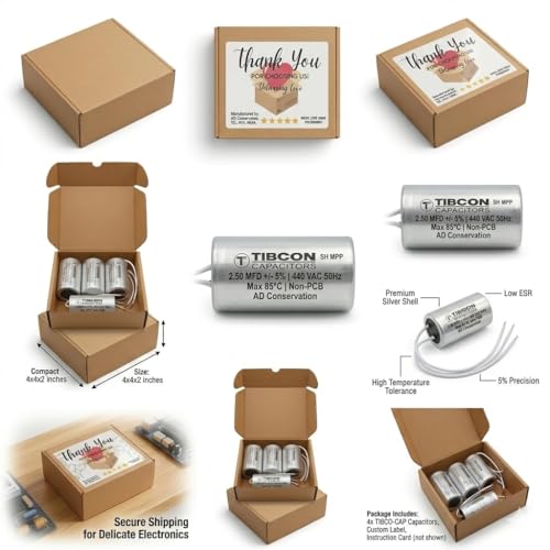 Image of Tibcon Original 2.5MFD 220-240V-440VAC Oil Filled Fan Capacitor Fix Slow Fan Instantly, Boost Speed for Ceiling,Table,Pedestal,Wall,Exhaust&Cooler Fans,High RPM,EnergySaving,ISICertified,Easy Install