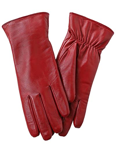 Super-soft Leather Winter Gloves for Women Full-Hand Touchscreen Warm Cashmere Lined Perfect Appearance little smaller
