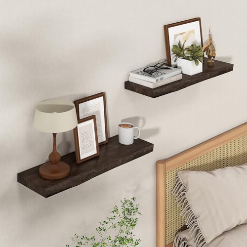 Image of Axeman 24 inch Floating Shelves for Wall Live Edge, Walnut, 2PCs