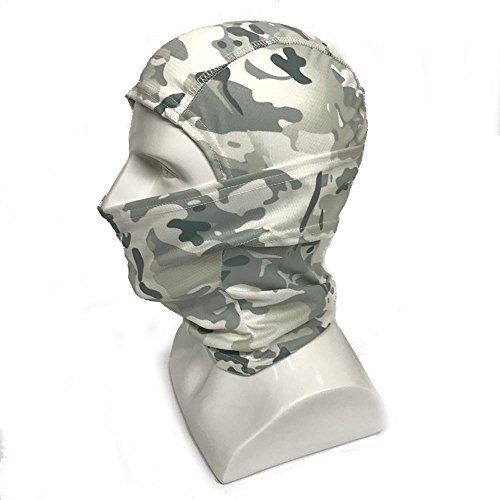 Worldshopping4U Camuflaje Ninja pasamontañasTactical Airsoft Caza al Aire Libre Máscara Protectora de Rostro Completo(Snow Camo)