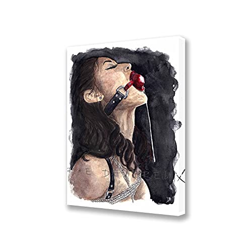 GAGGED & TIED x Watercolour Erotic Ar Fashion Canvas Print Wall Art Bathroom Teen Girls Room Dorm Bedroom Living Room Kitchen Wall Decor
